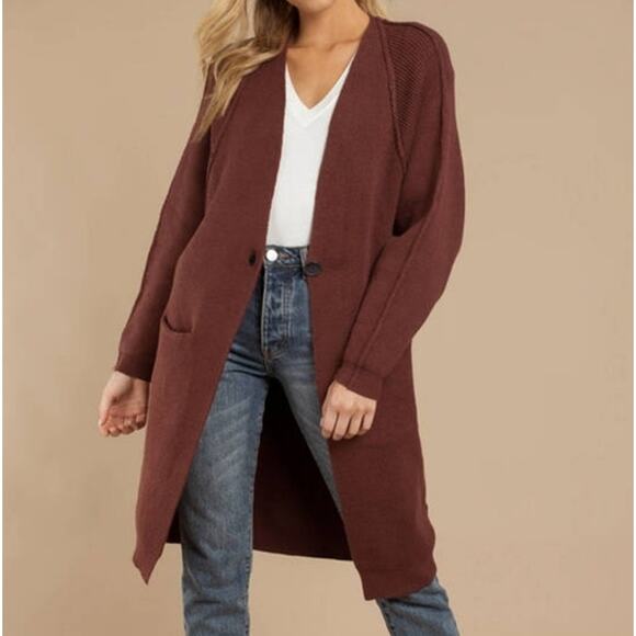 Free People Sweaters - Free People Irreplaceable Duster Knit Sweater Cardigan Boho in Plum Size Medium